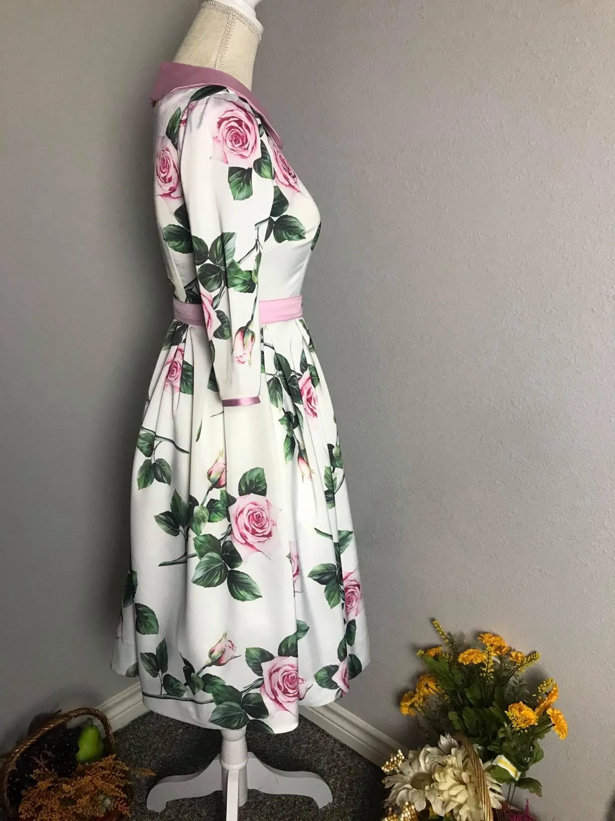 Kennedy Dress in Roses Silk