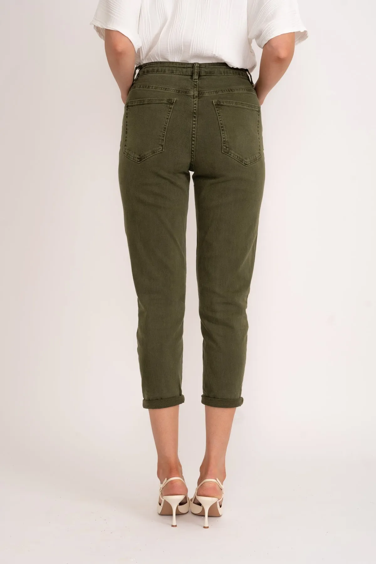 Khaki High Waisted Mom Jeans