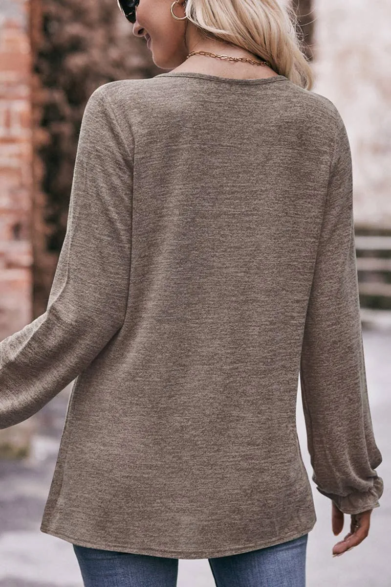 Khaki Loose Fit Pullover Top