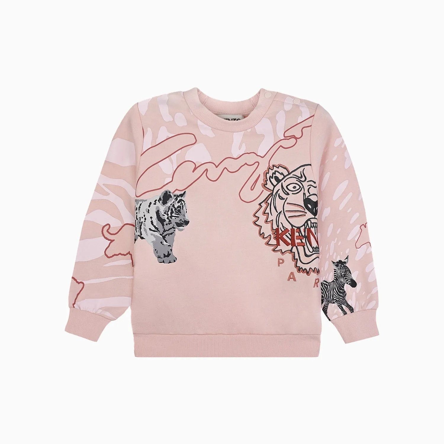 Kid's Tiger Print Crew Neck Sweatshirt