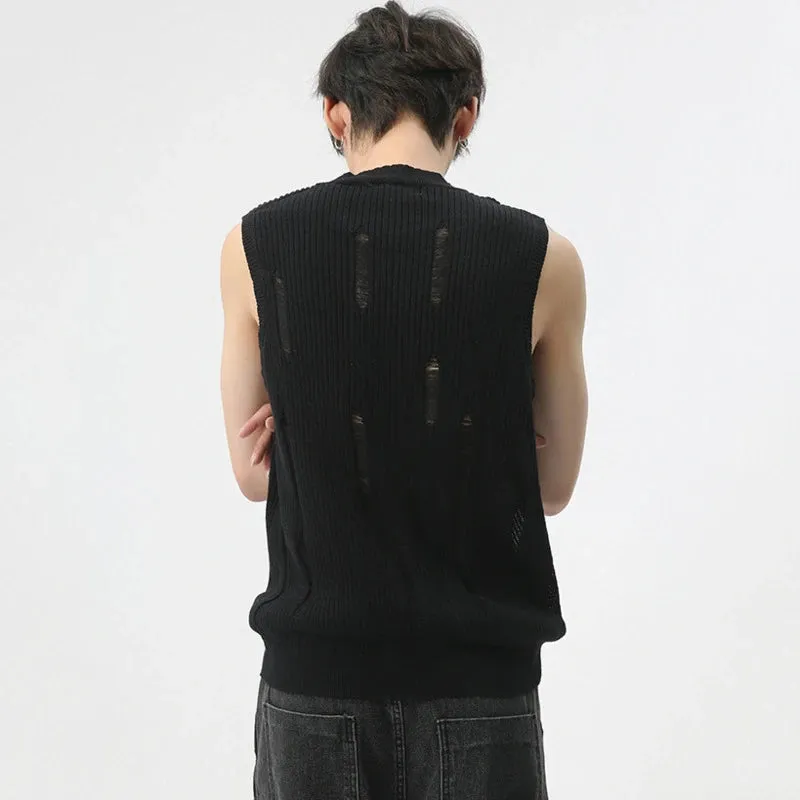 Knitted Ripped Loose Tank Top