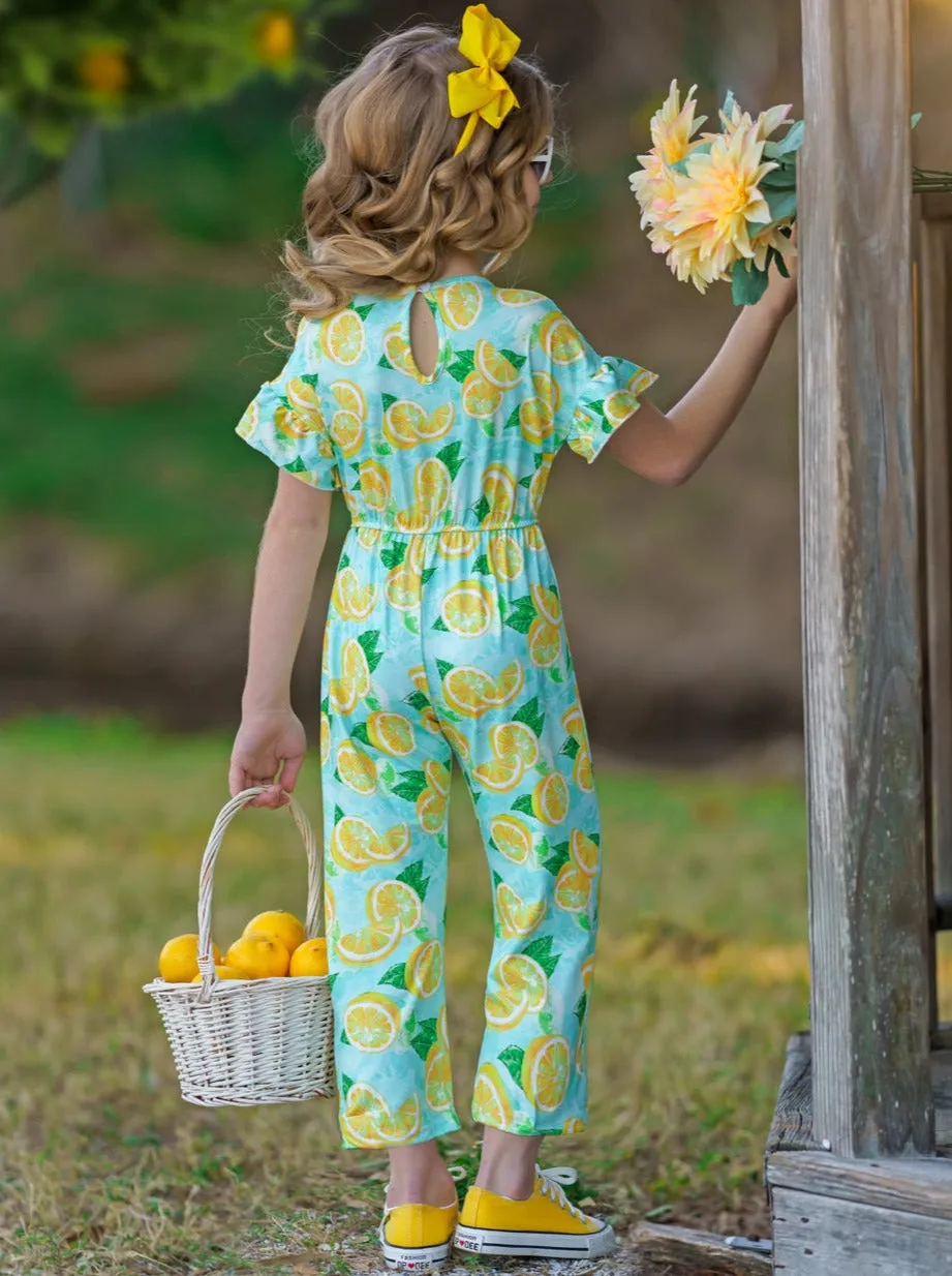 Lemon Fresh Ruffle Sleeve Jumpsuit