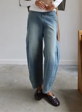 Light Wash Baggy Barrel Stitch Jeans