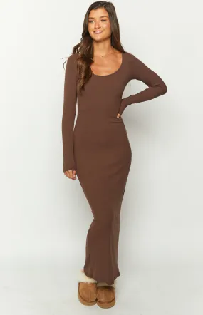 Lily Brown Long Sleeve Maxi Dress