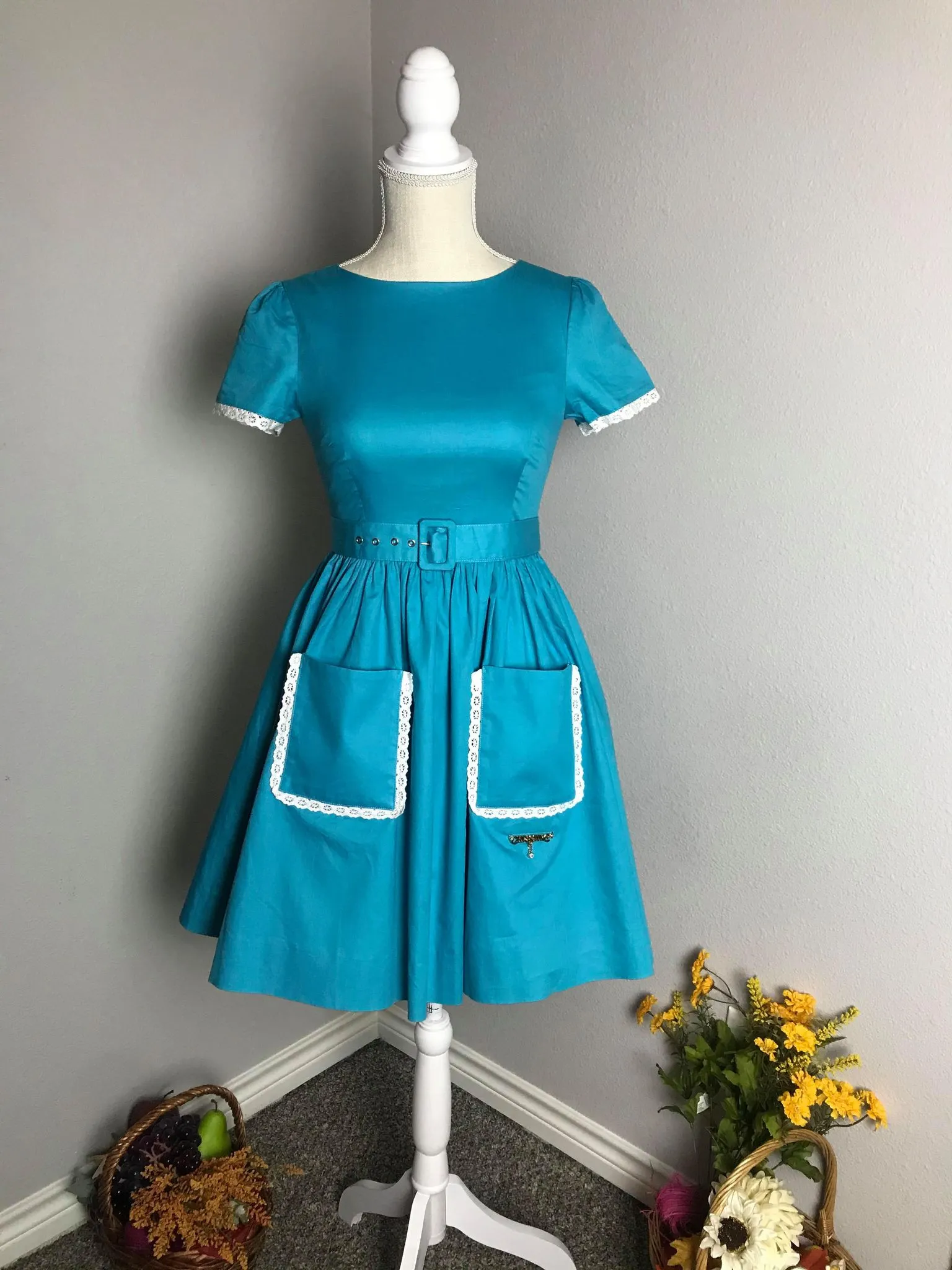 Lily Dress in "AQUA" Blue size S