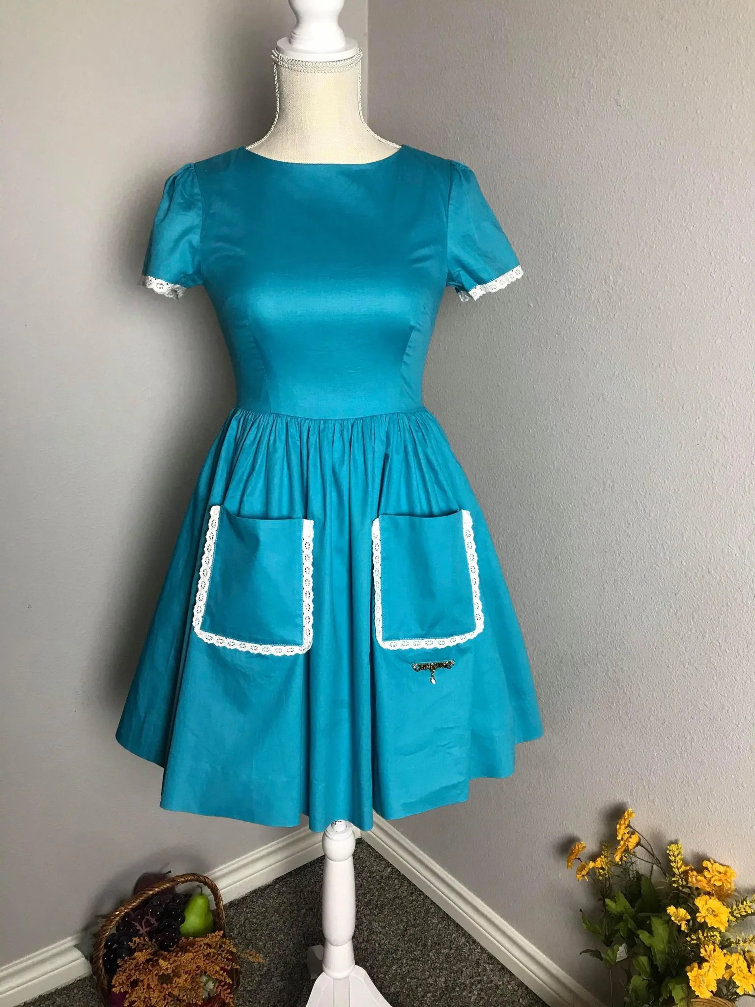 Lily Dress in "AQUA" Blue size S