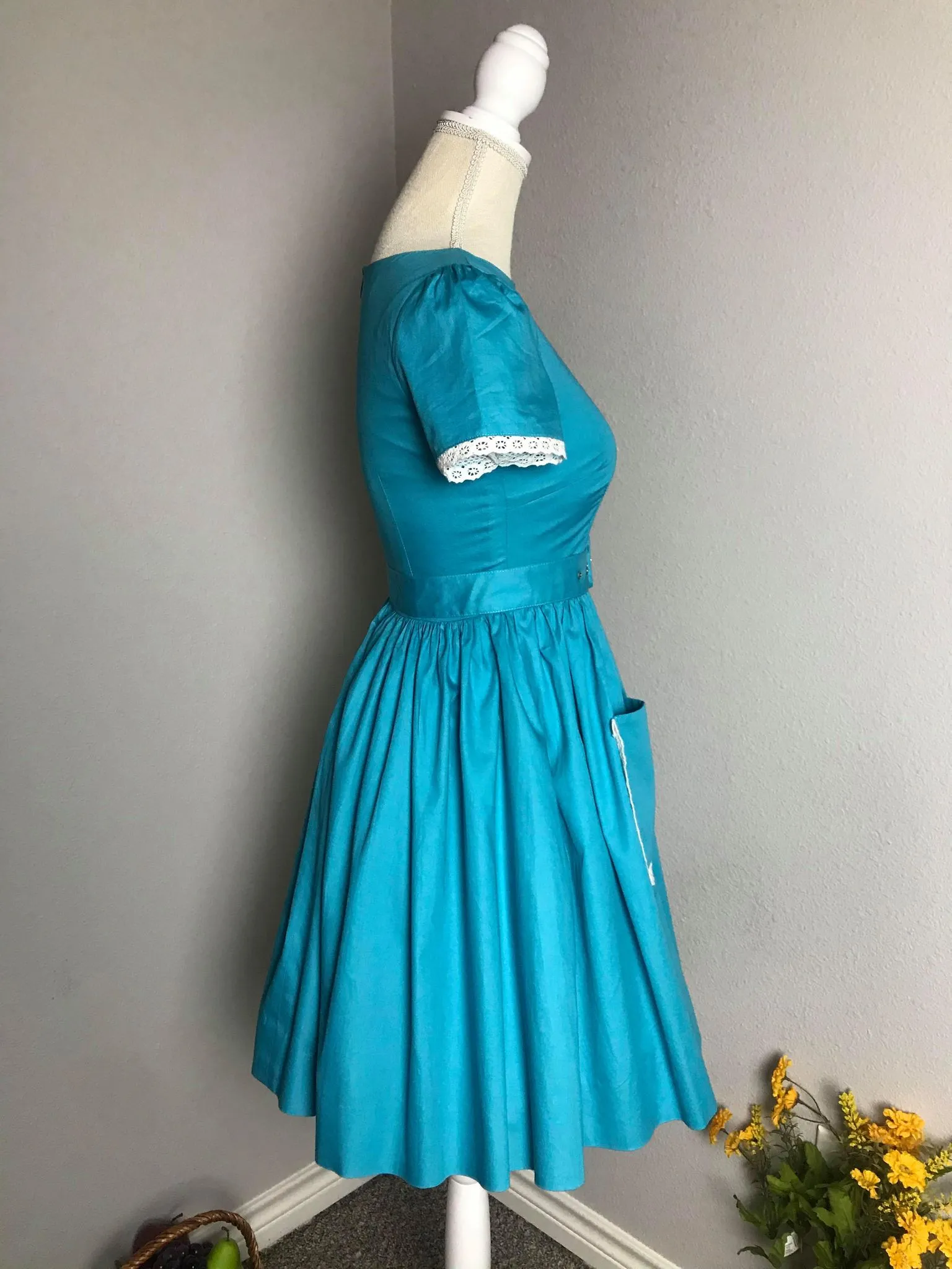 Lily Dress in "AQUA" Blue size S