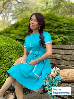 Lily Dress in "AQUA" Blue