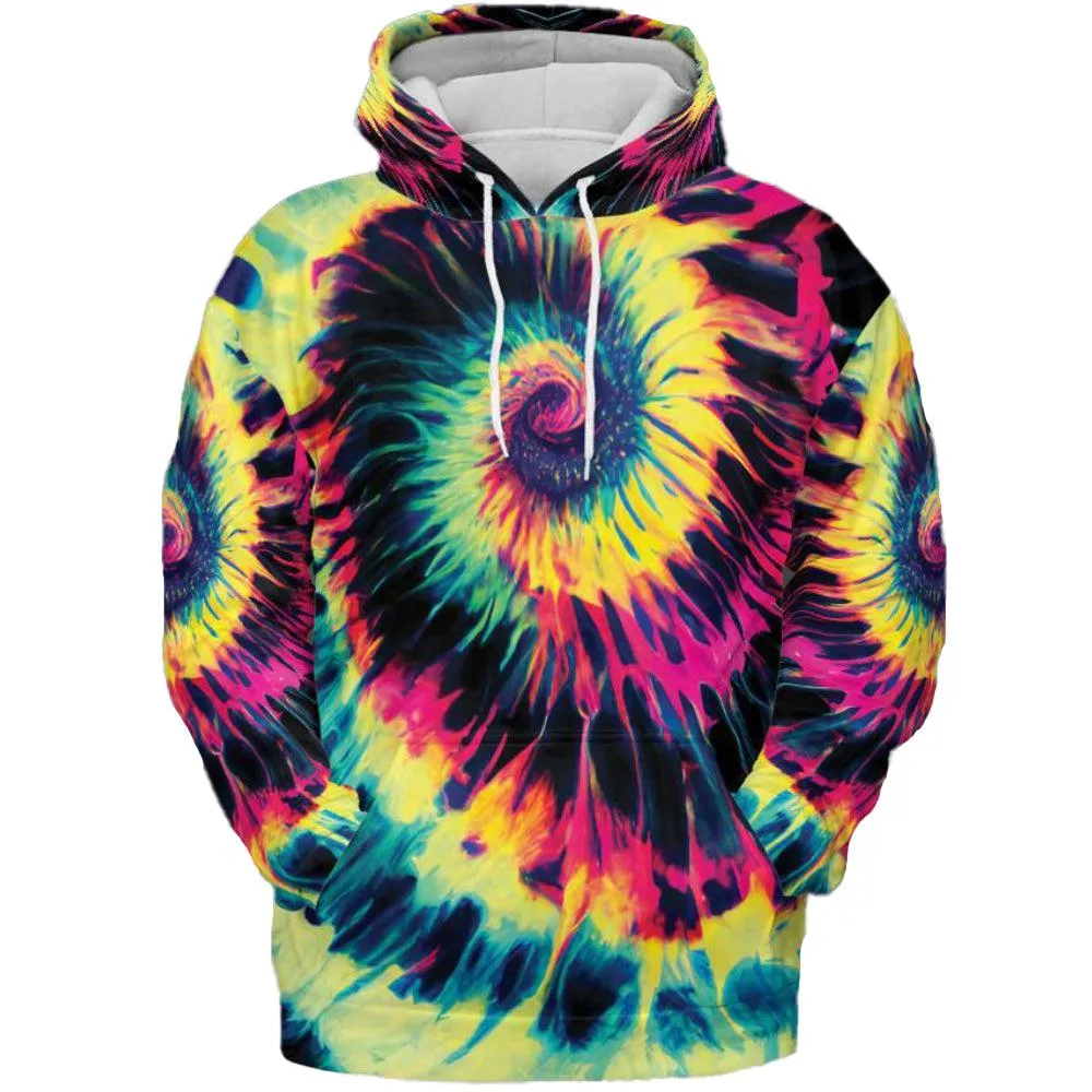 Lime Liquid Swirl Tie Dye Men's Unisex Hoodie