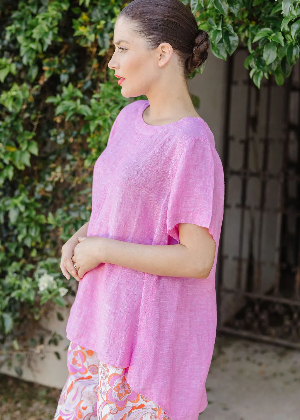 Linen Swing Top Bright Pink