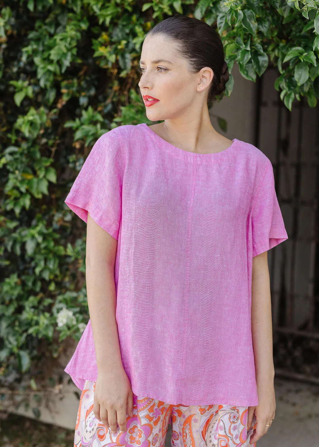 Linen Swing Top Bright Pink