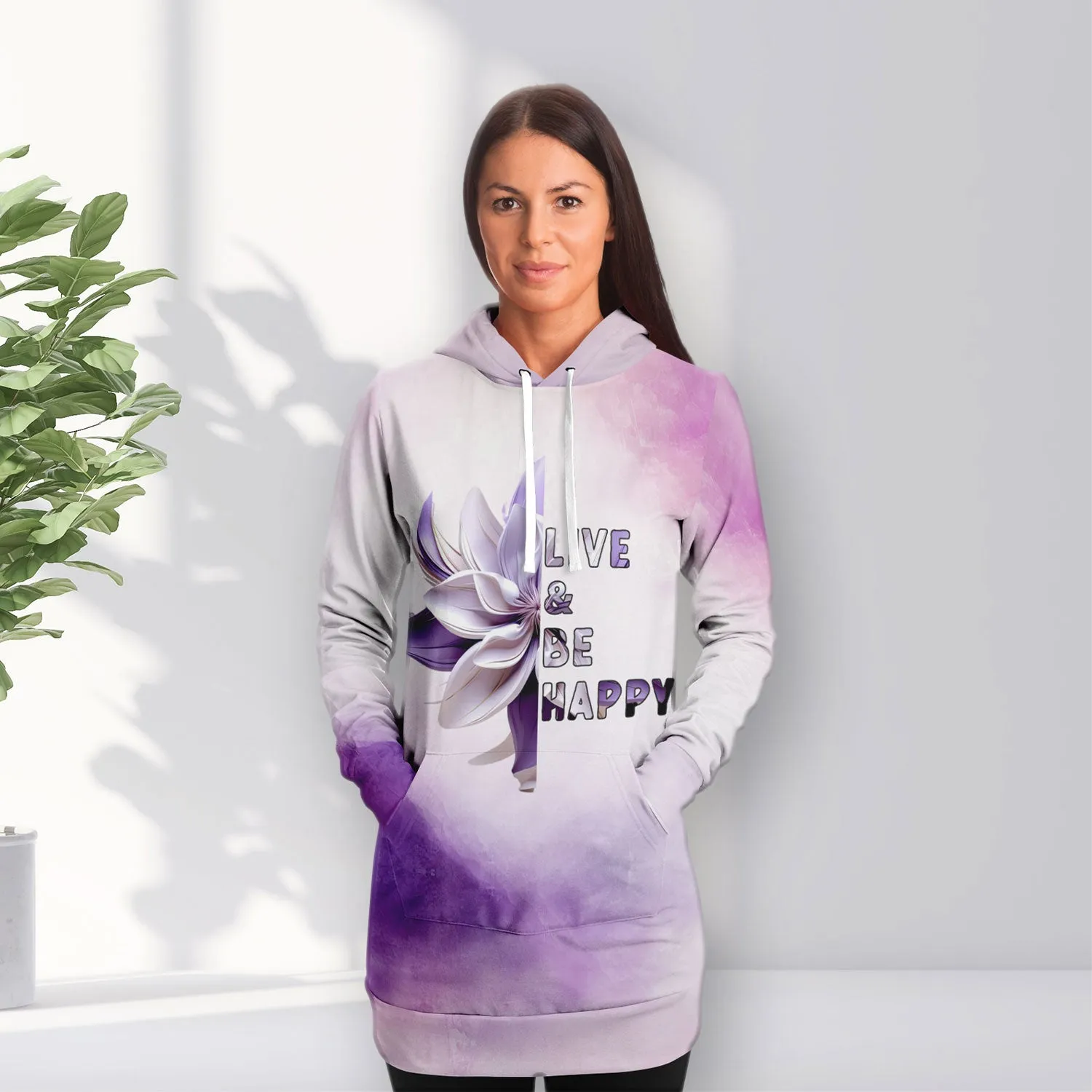 Longline Hoodie Joyful Petals