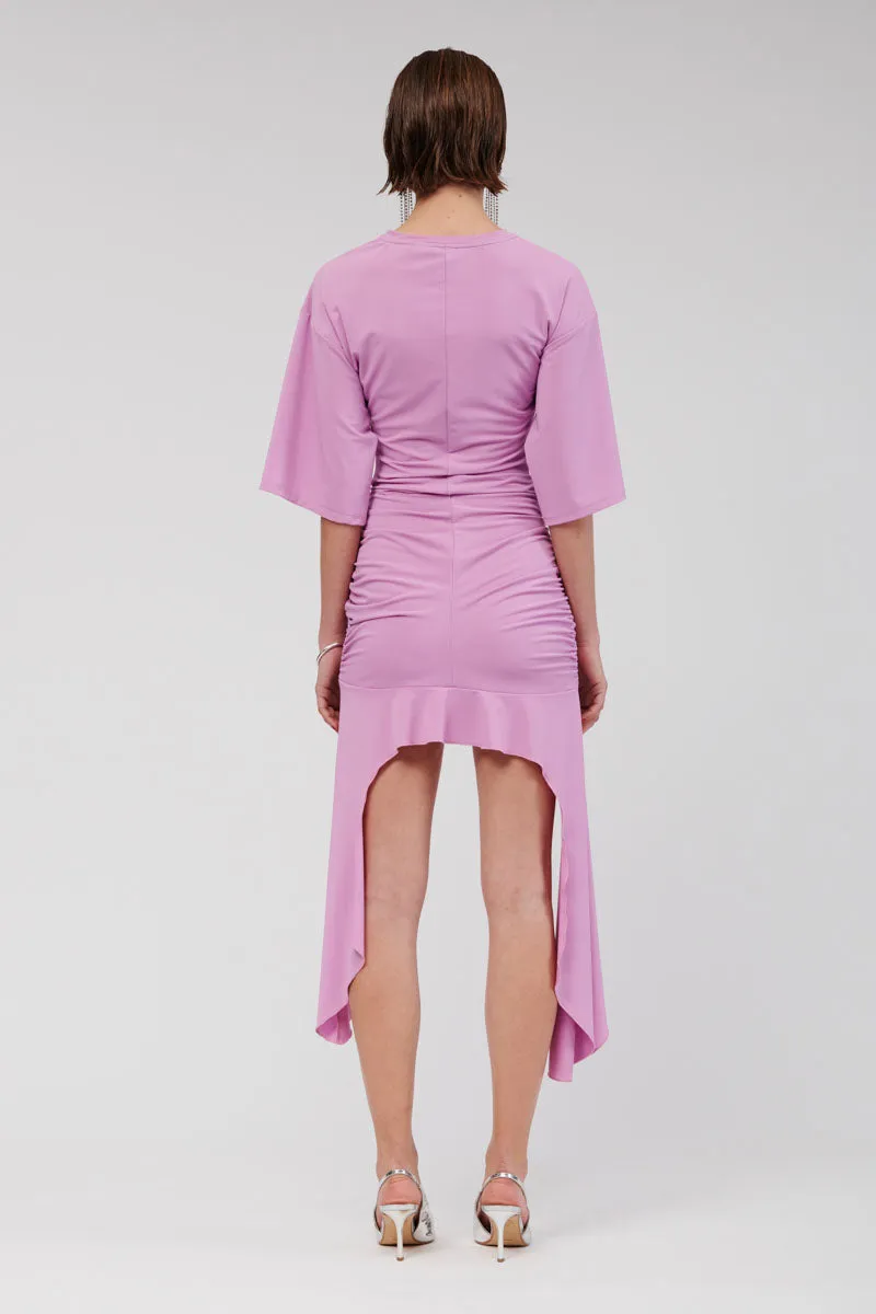 Lucia T-Shirt Ruched Mini Dress - Lilac