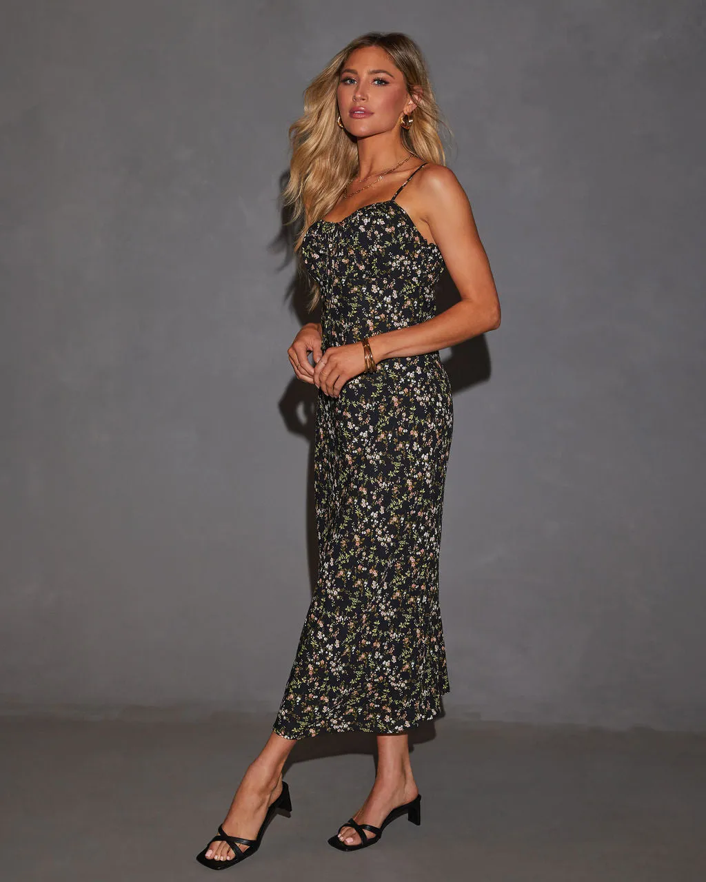 Mabel Ditsy Floral Slip Midi Dress