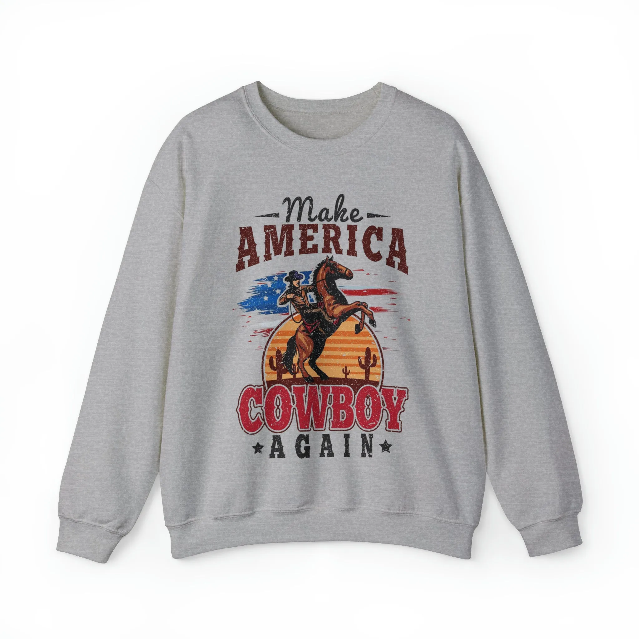 Make America Cowboy Again Western Graphic Sweatshirt