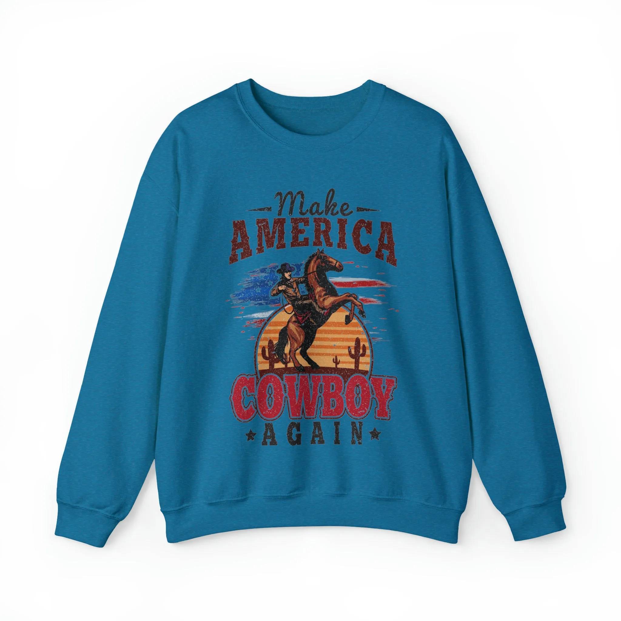 Make America Cowboy Again Western Graphic Sweatshirt