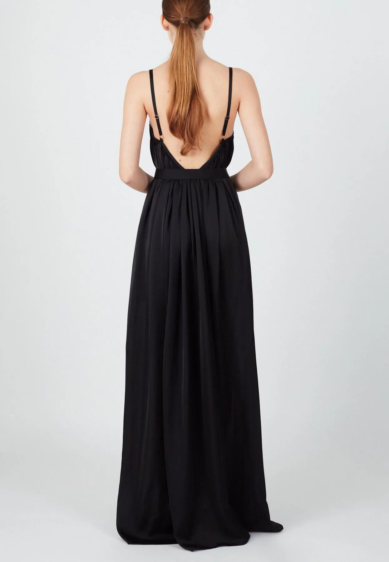 MEFYA flowing black maxi evening dress