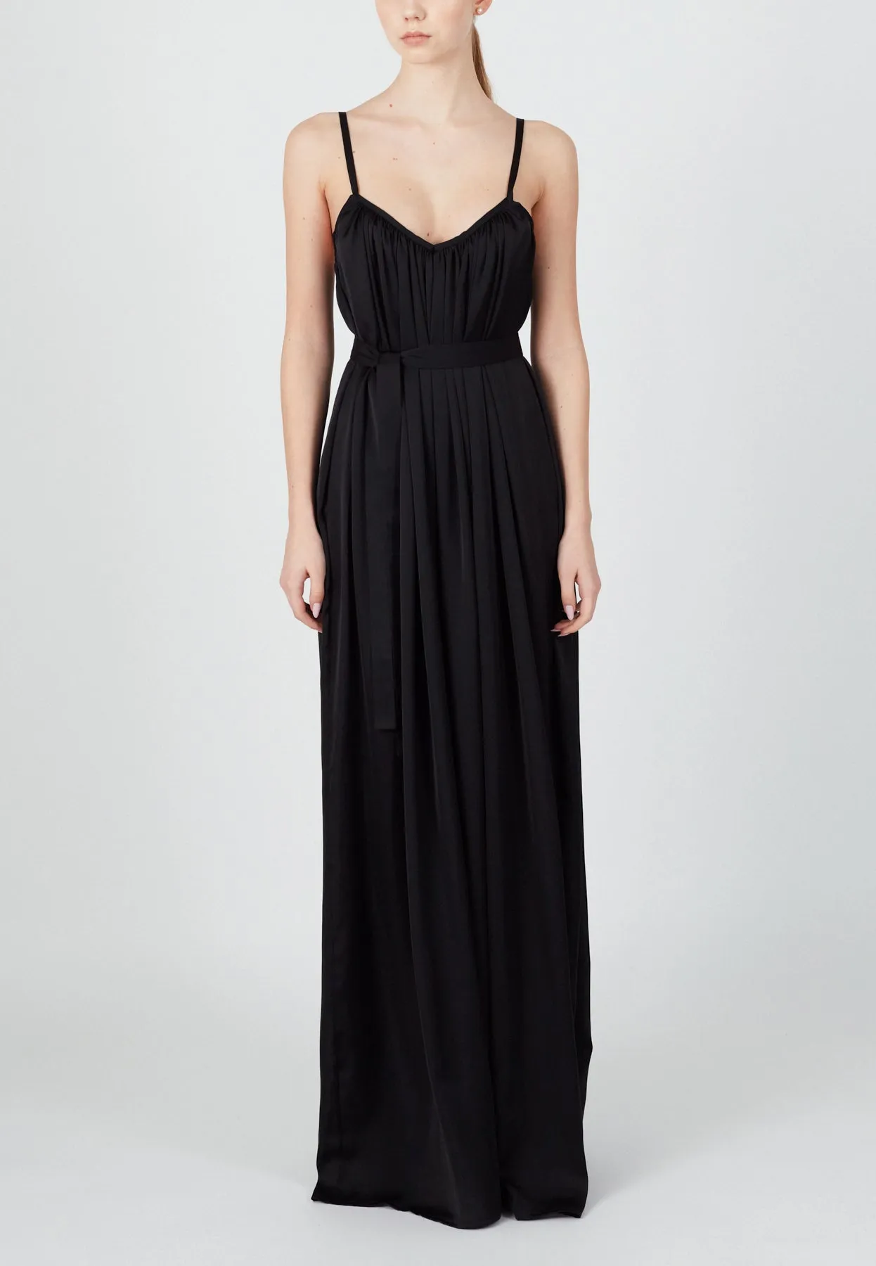 MEFYA flowing black maxi evening dress