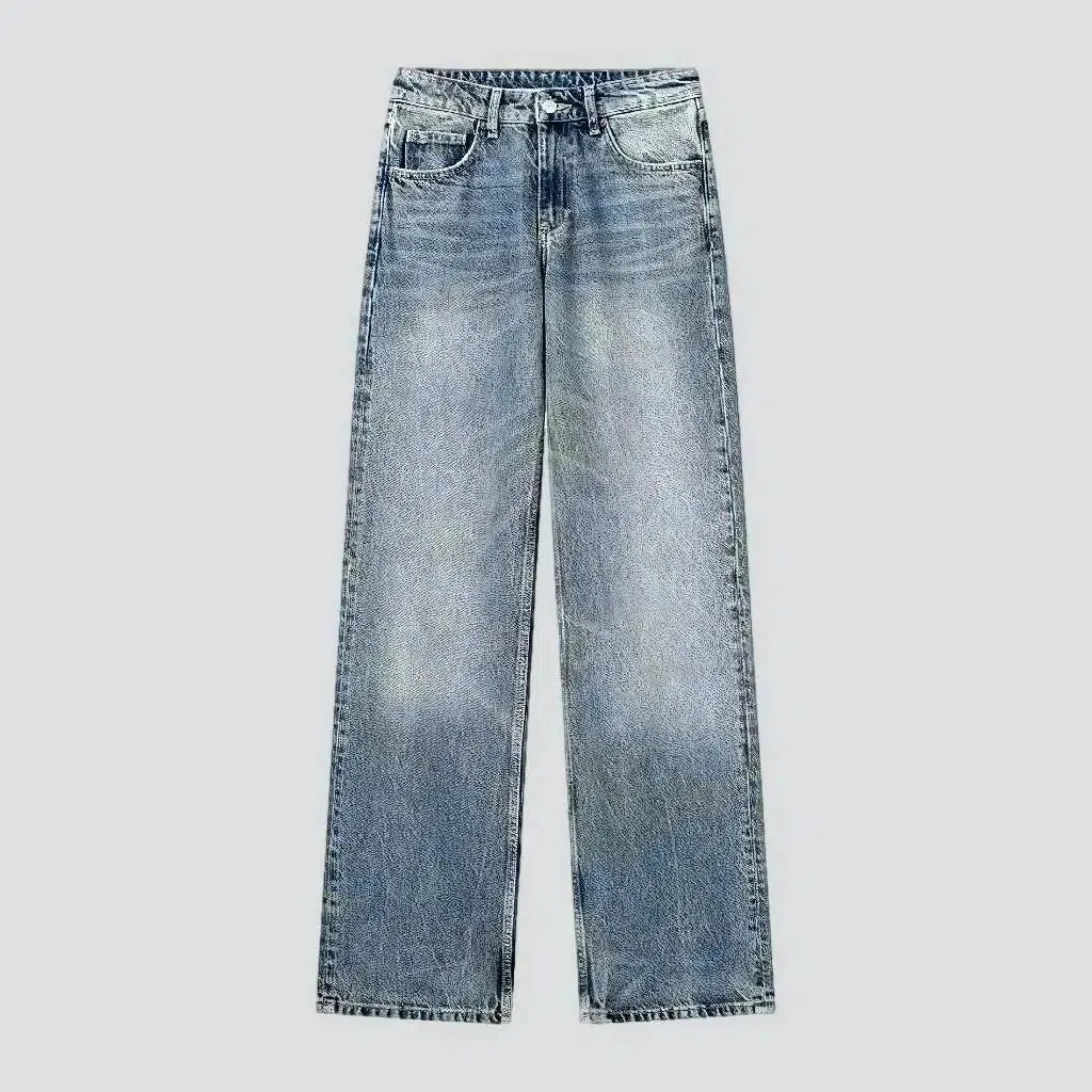 Mid-waist women's stonewashed jeans