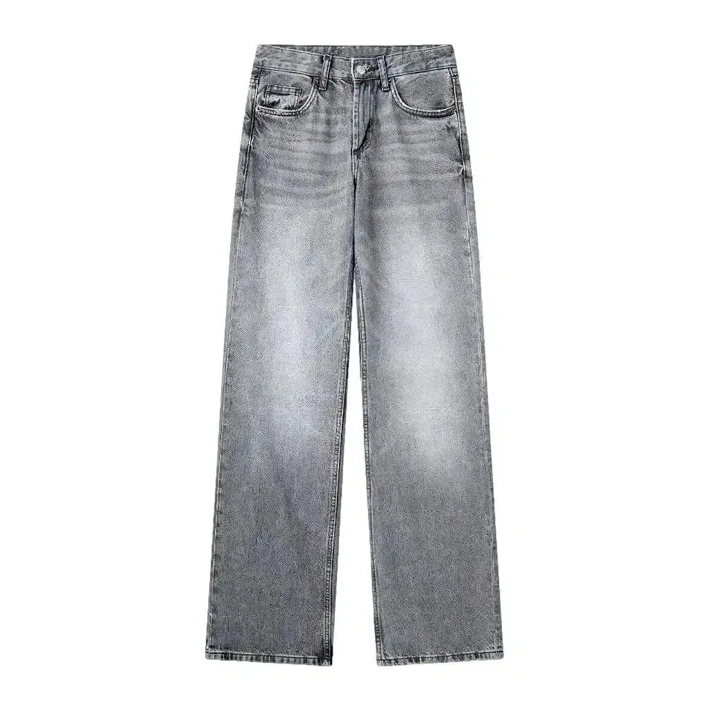 Mid-waist women's stonewashed jeans