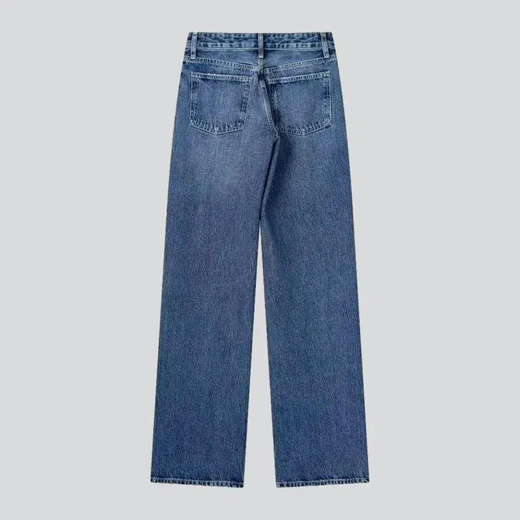 Mid-waist women's stonewashed jeans