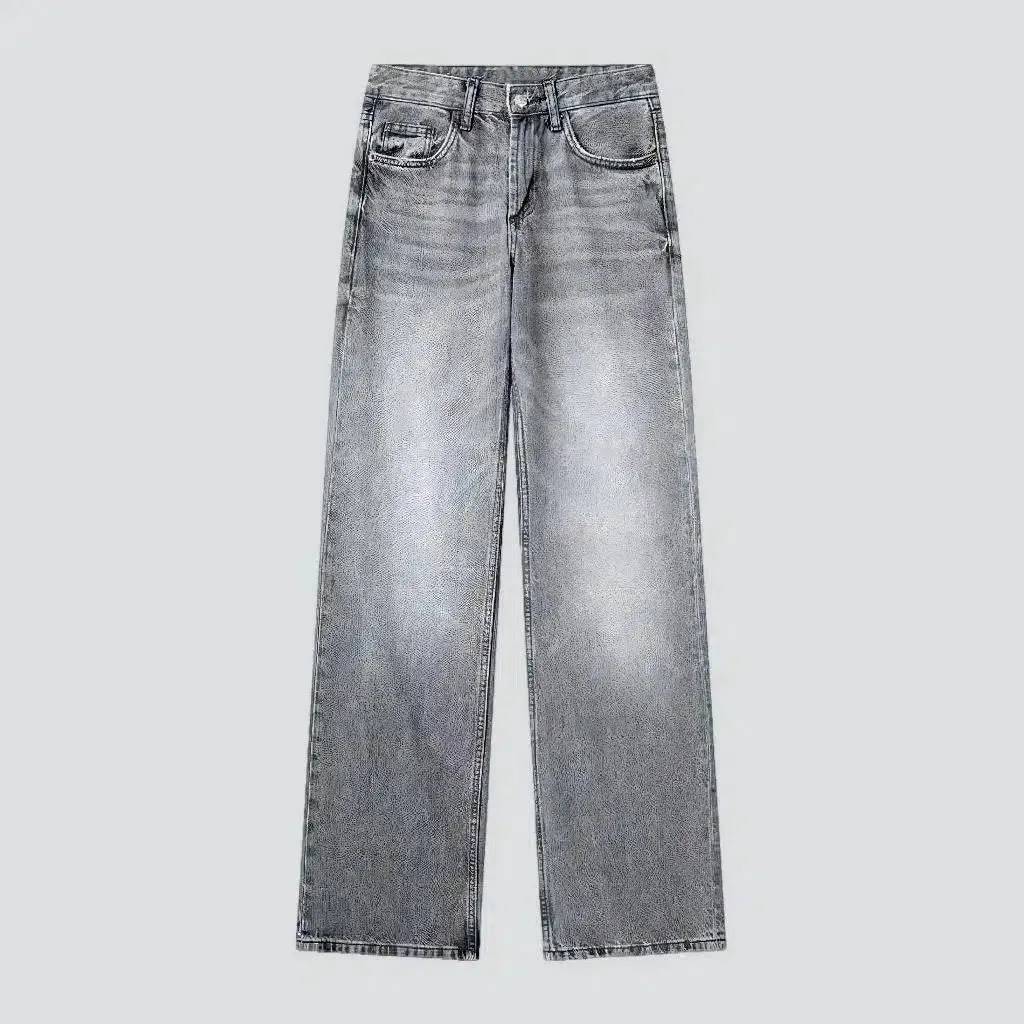 Mid-waist women's stonewashed jeans