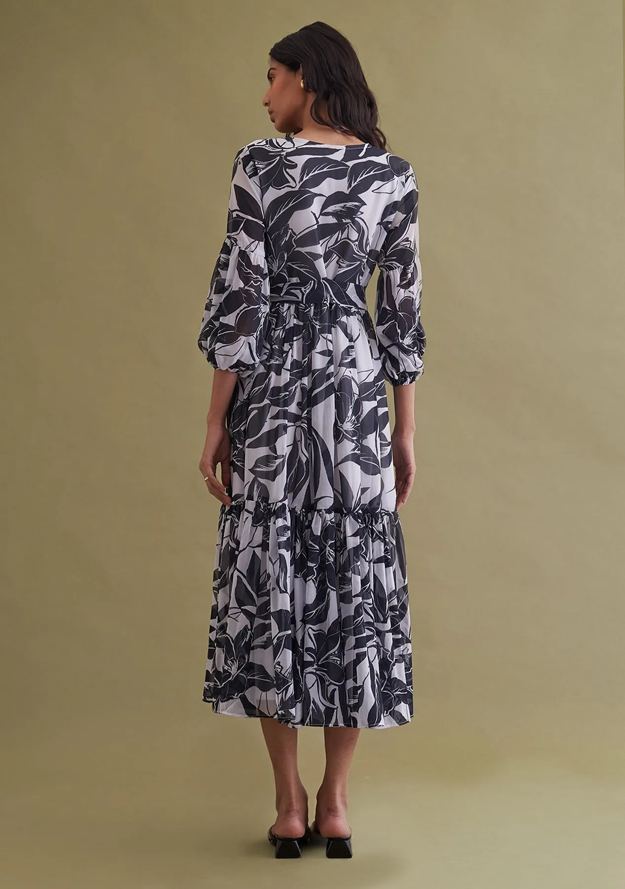 Midi dress with Floral Print| Georgette | Women