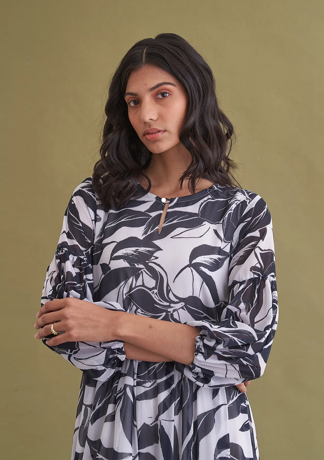 Midi dress with Floral Print| Georgette | Women