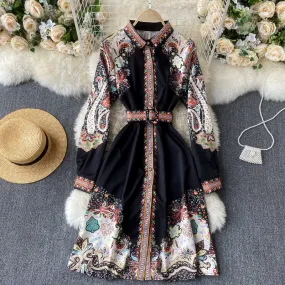 Midi Floral Shirt Dress, Boho Summer Dress For Women