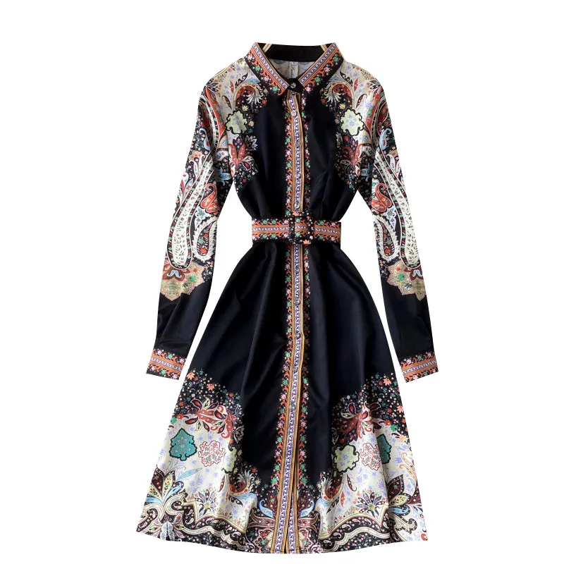 Midi Floral Shirt Dress, Boho Summer Dress For Women