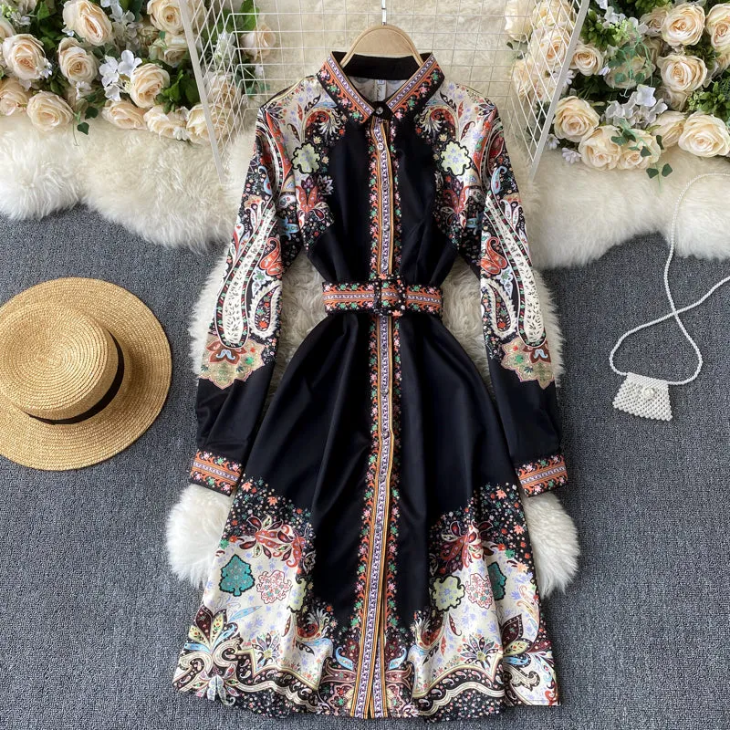 Midi Floral Shirt Dress, Boho Summer Dress For Women