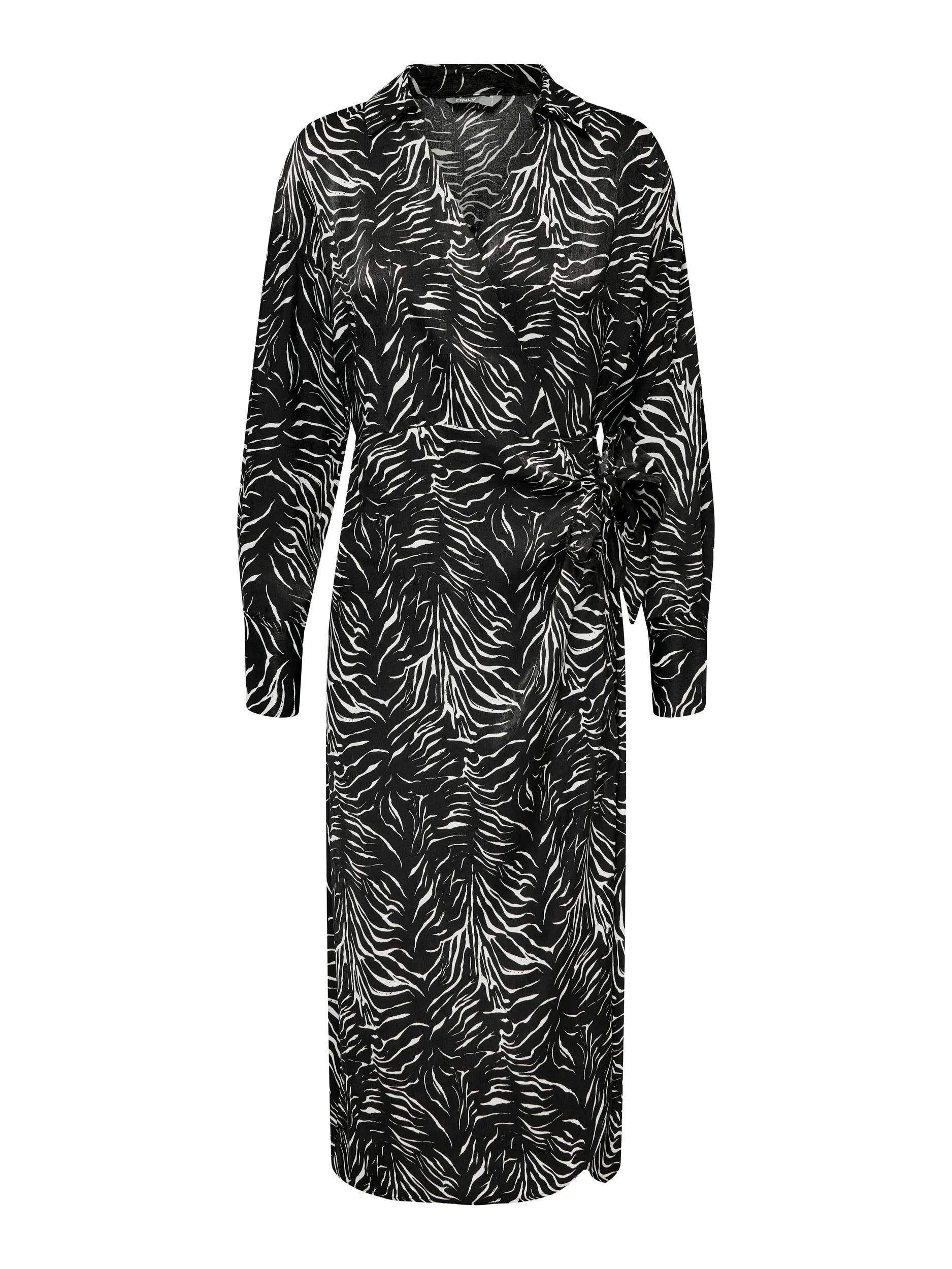 Mille Long-Sleeved Midi Dress - Black Zebra