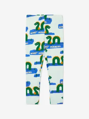 Mini Rodini Girls Organic Cotton Loch Ness Leggings in Green