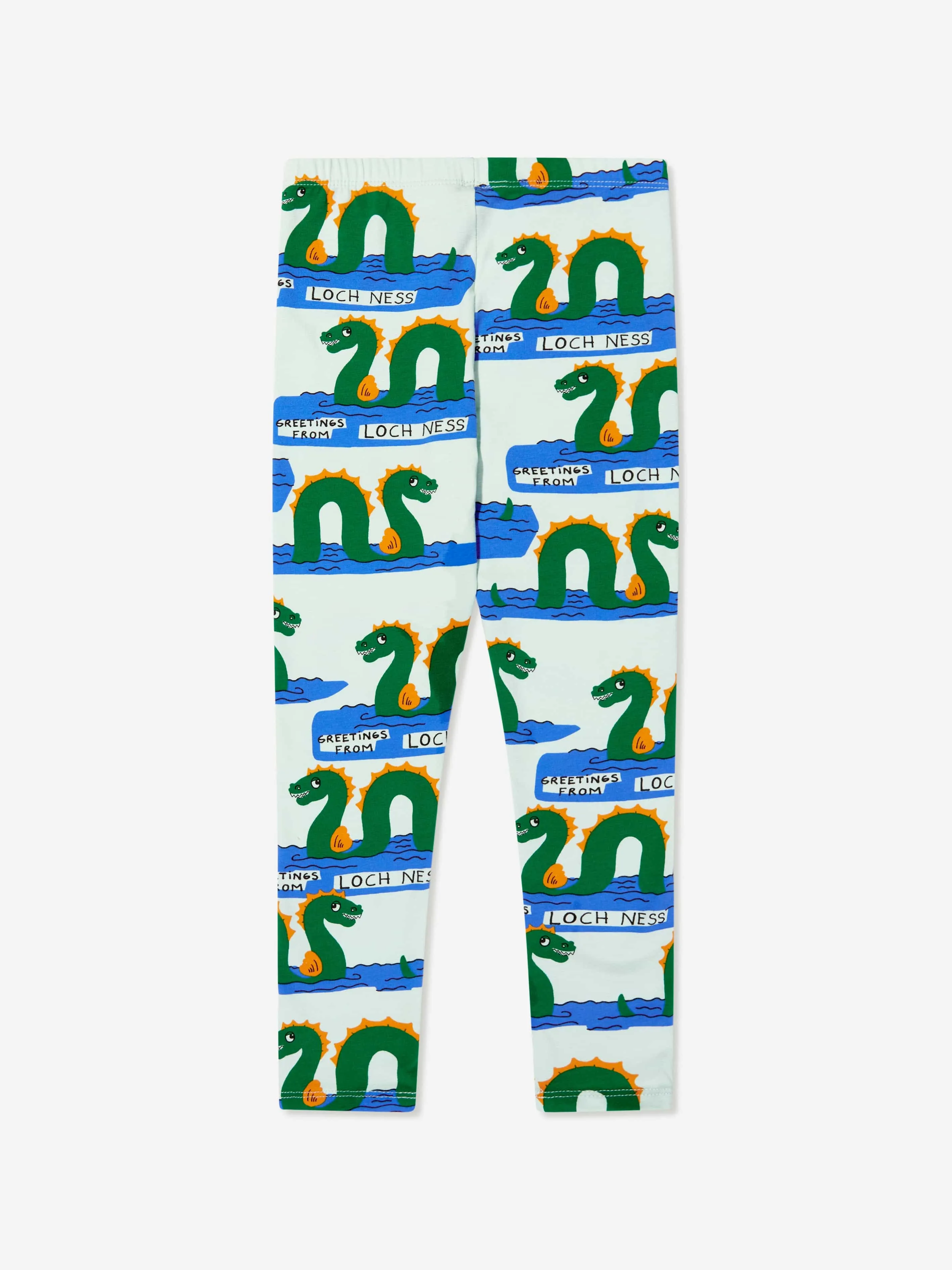 Mini Rodini Girls Organic Cotton Loch Ness Leggings in Green