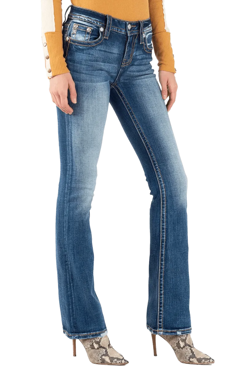 Miss Me Heaven Wing Mid Rise Boot Cut Jeans