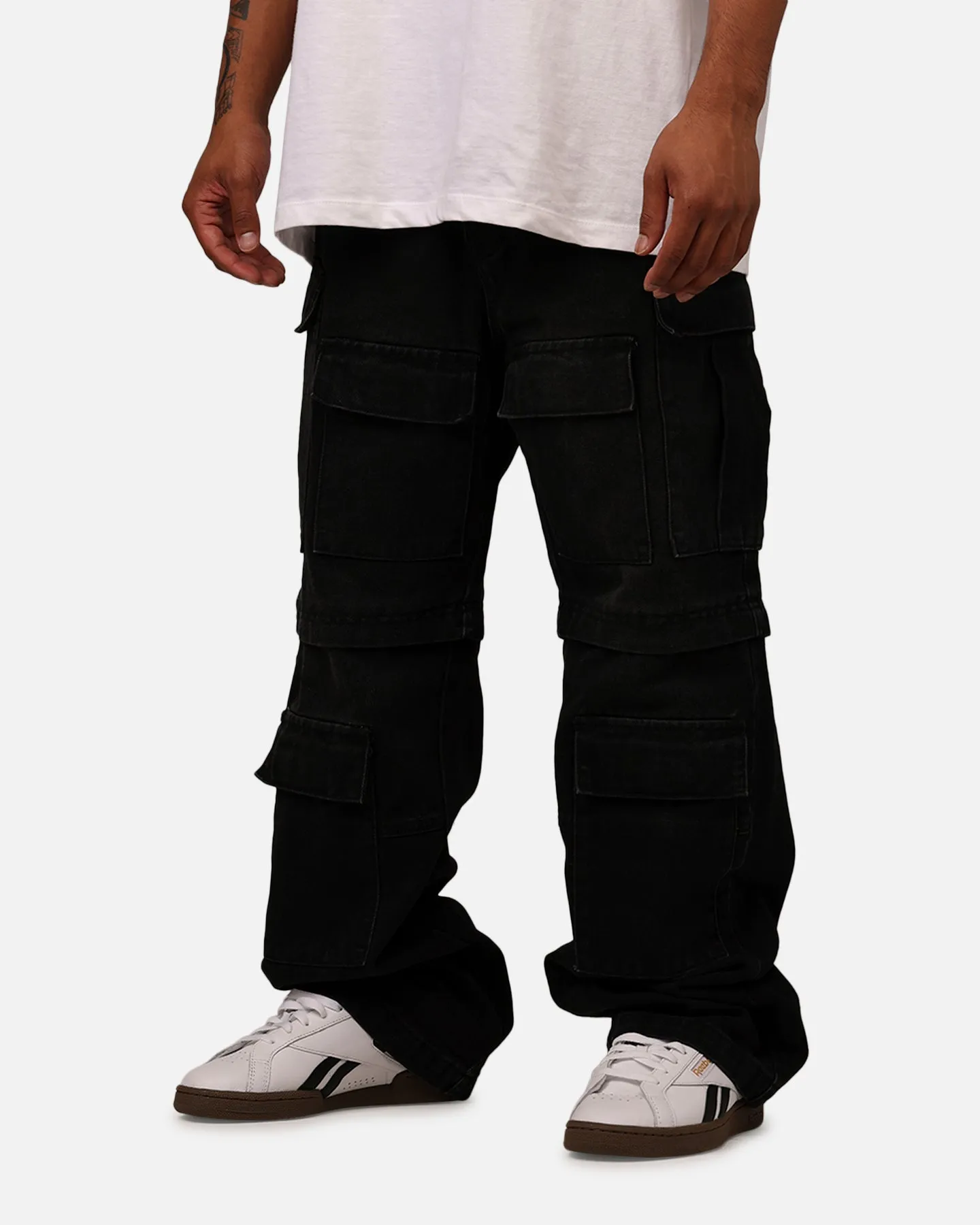 MNML Ultra Baggy Dirt Rain Cargo Denim Jeans Black