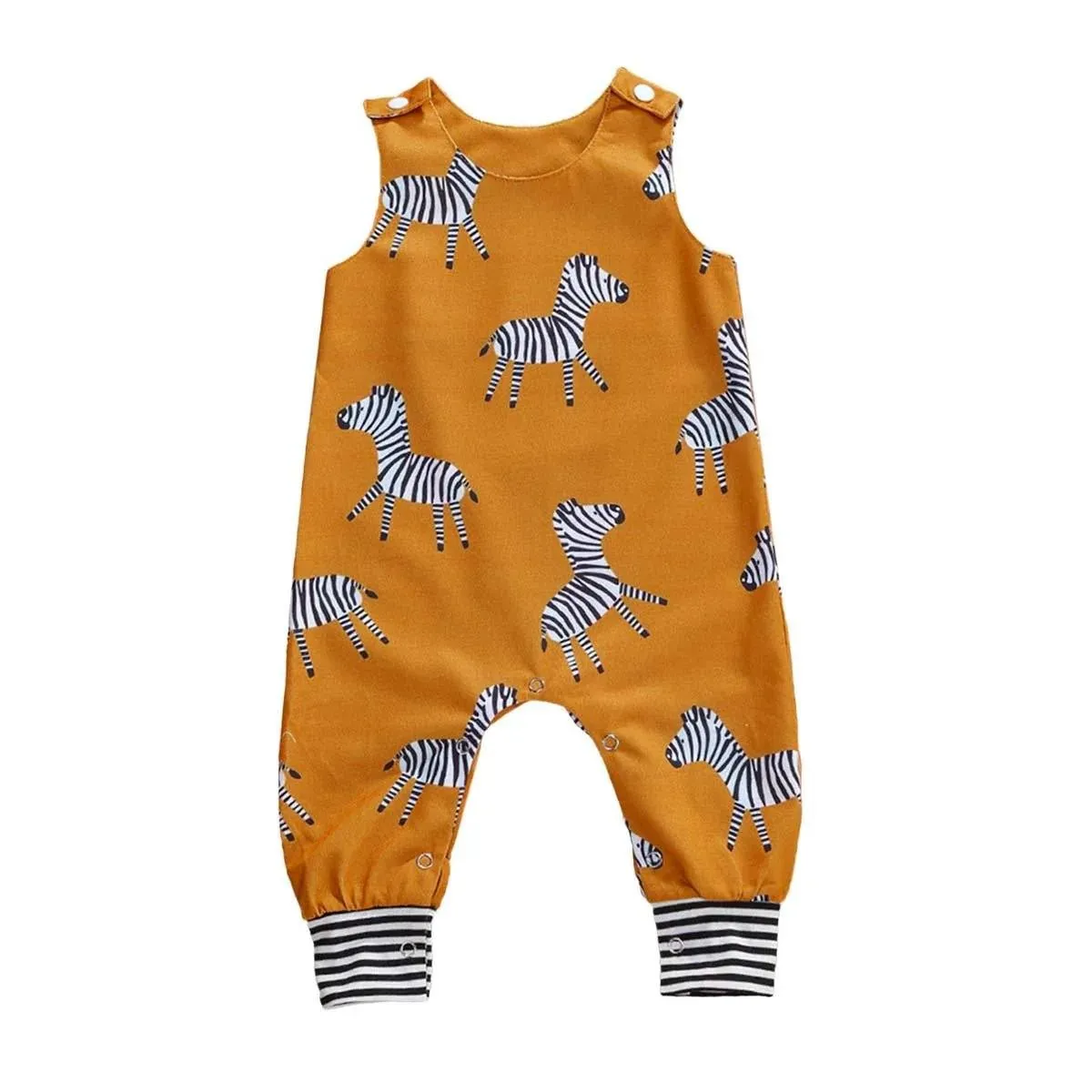 Mustard Zebra Baby Jumpsuit