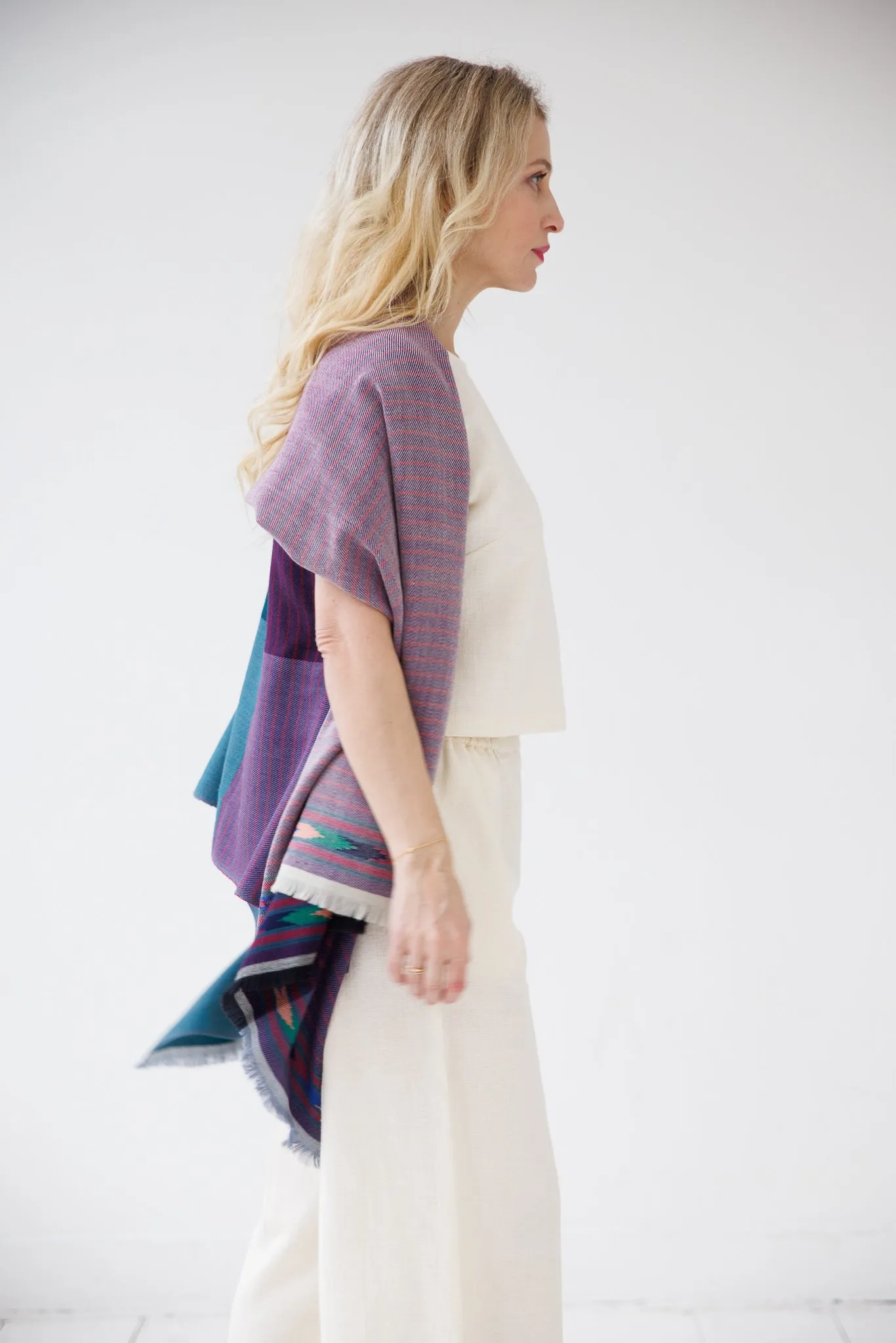 NEW! Light Wool Cape Fusion Teal Purple