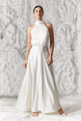 NOMA white halter neck maxi wedding dress