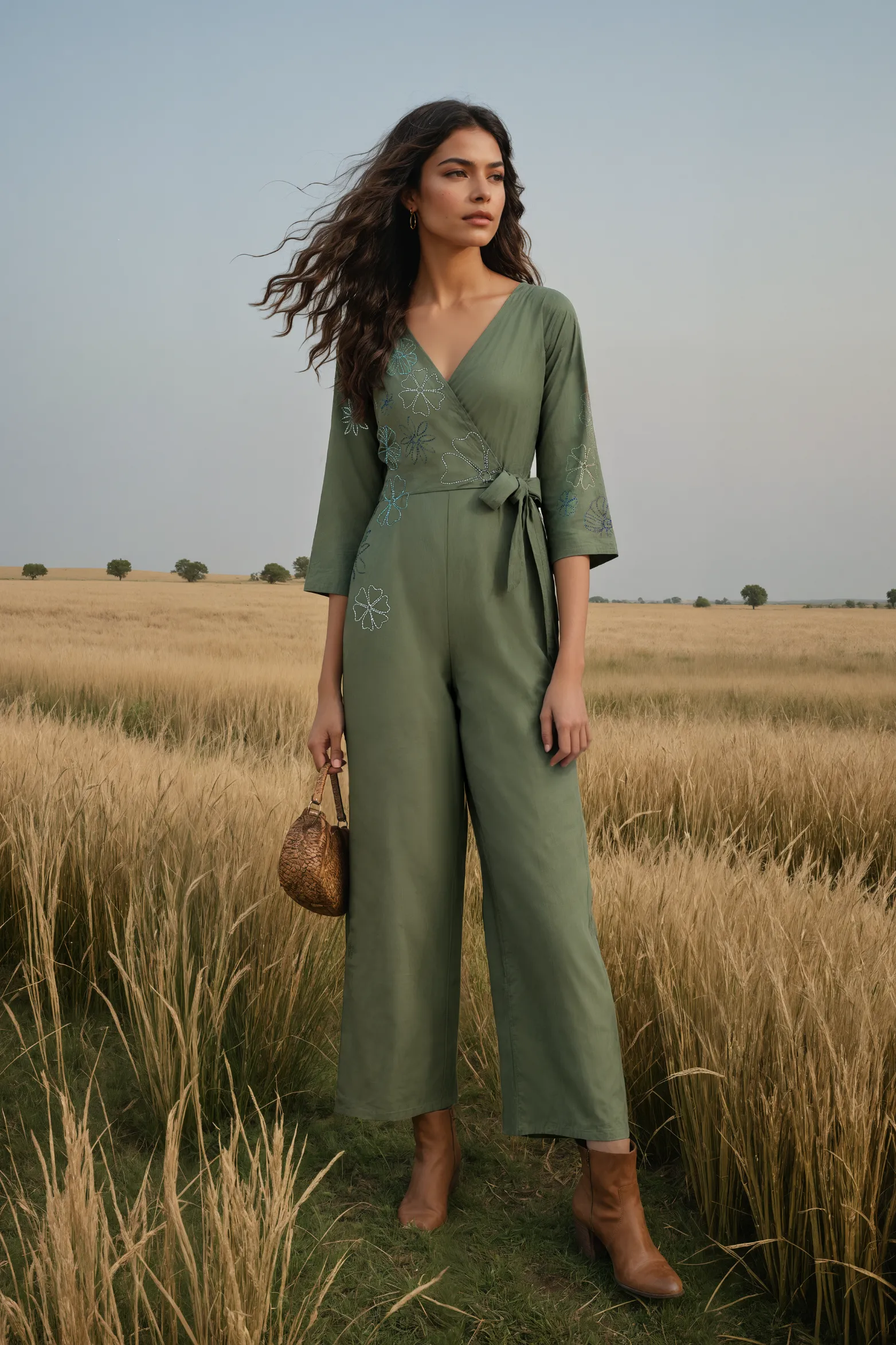 Okhai 'Forest Magic' Pure Cotton Hand Embroidered Jumpsuit