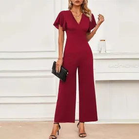 One-Piece Elegant Women's Short Sleeve Jumpsuit S 103737