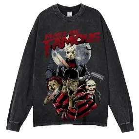 Oversized Vintage Horror Movies Washed Sweatshirt