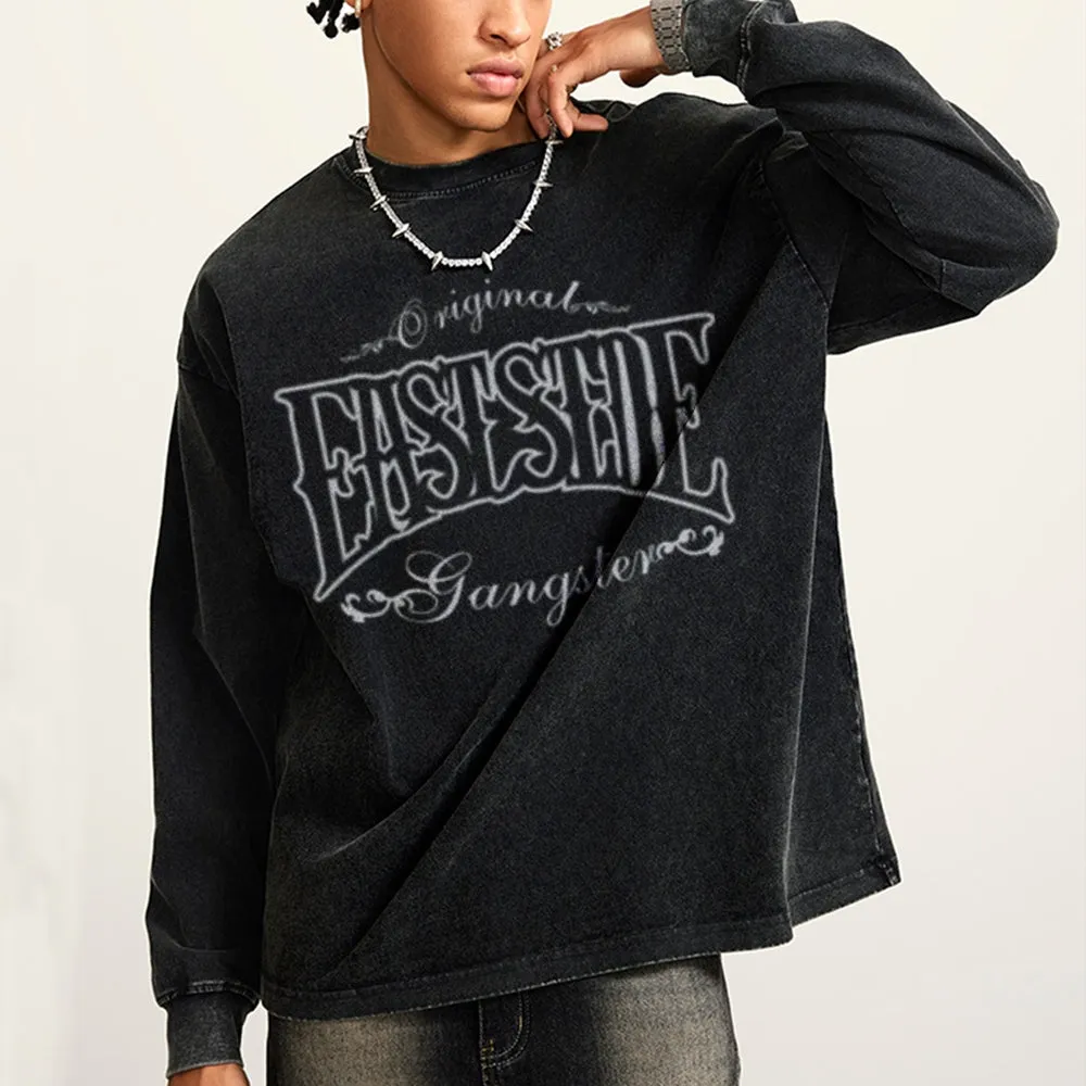 Oversized Vintage Washed Eastside Graphic Sweatshirt