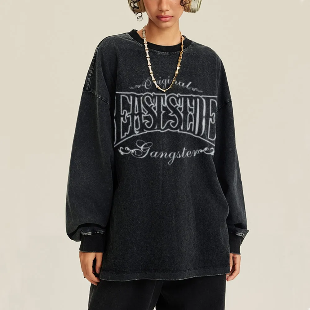 Oversized Vintage Washed Eastside Graphic Sweatshirt