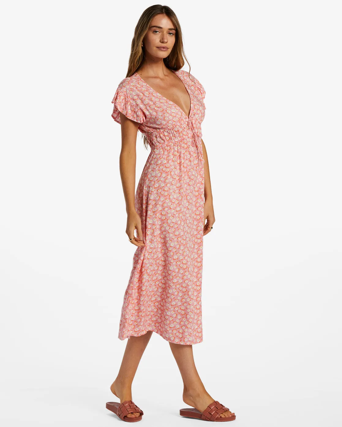 Picnic Date Midi Dress - Flamingo