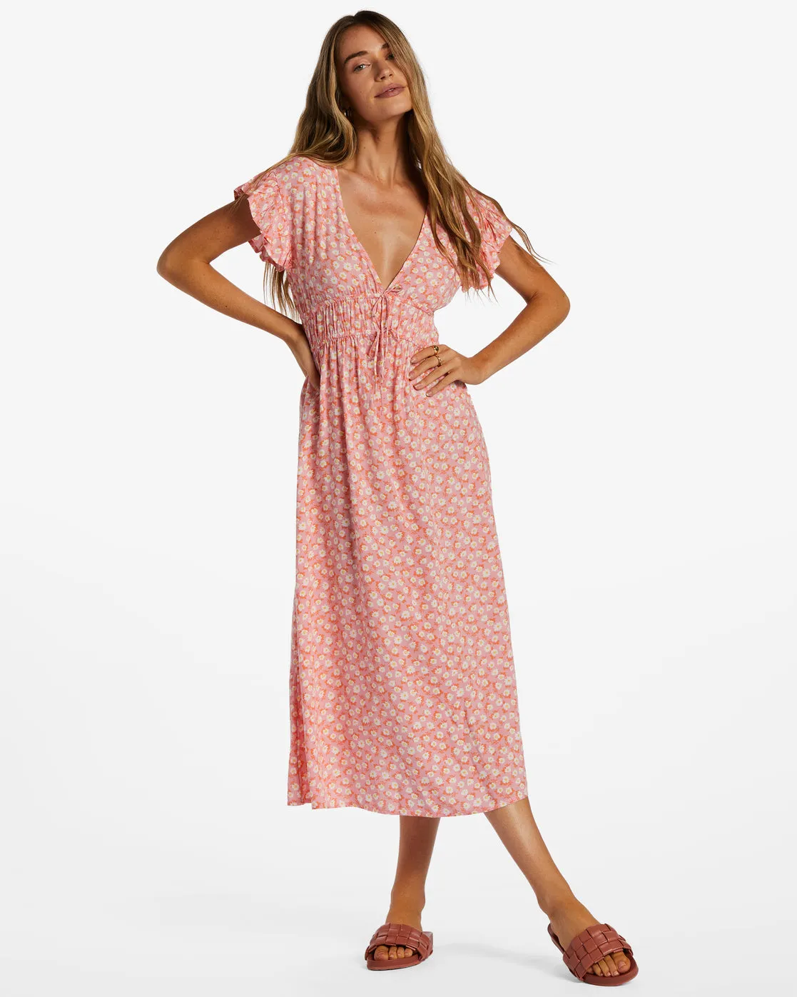 Picnic Date Midi Dress - Flamingo