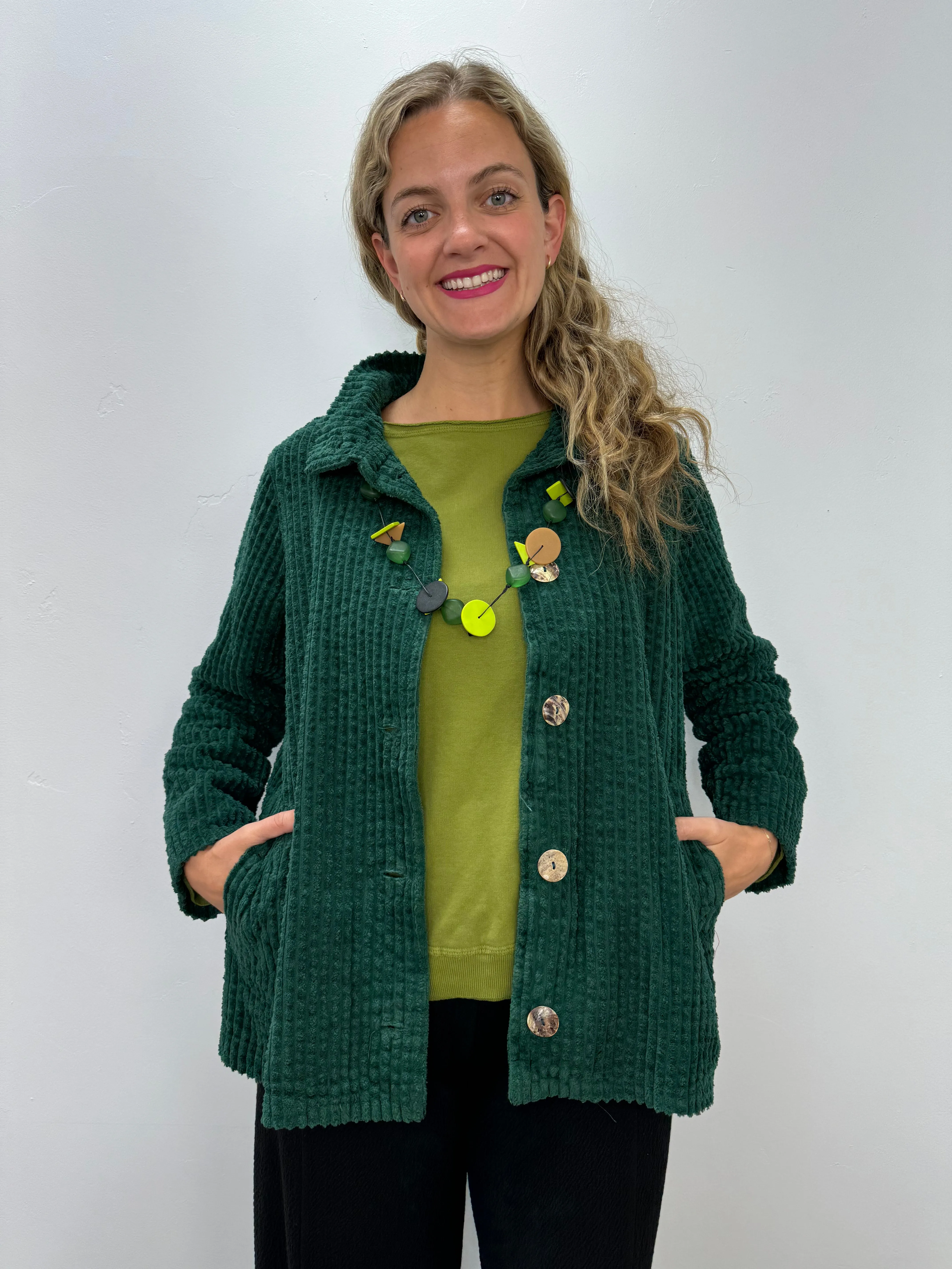 Pine Green High Collar Trapeze Jacket