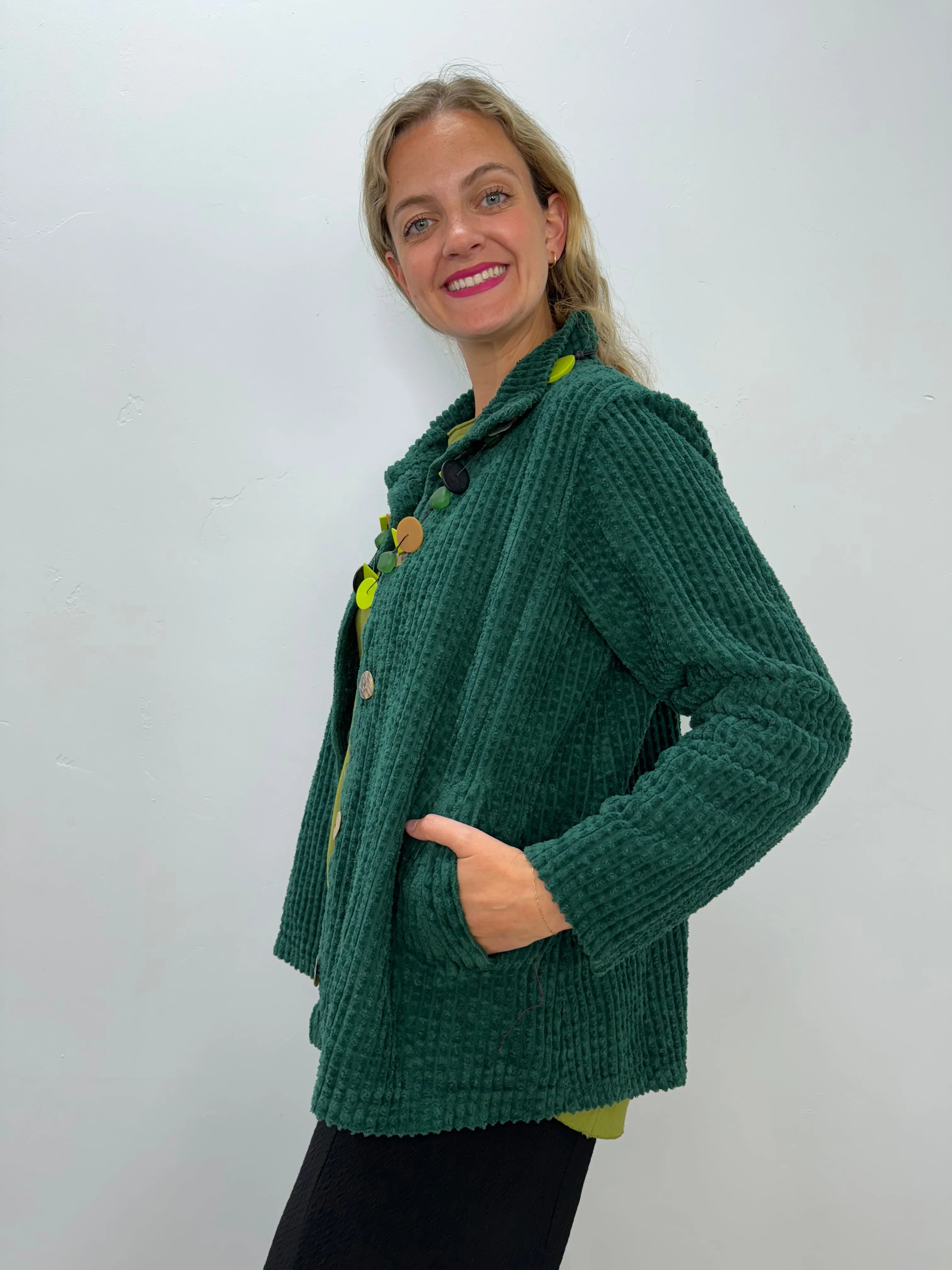 Pine Green High Collar Trapeze Jacket