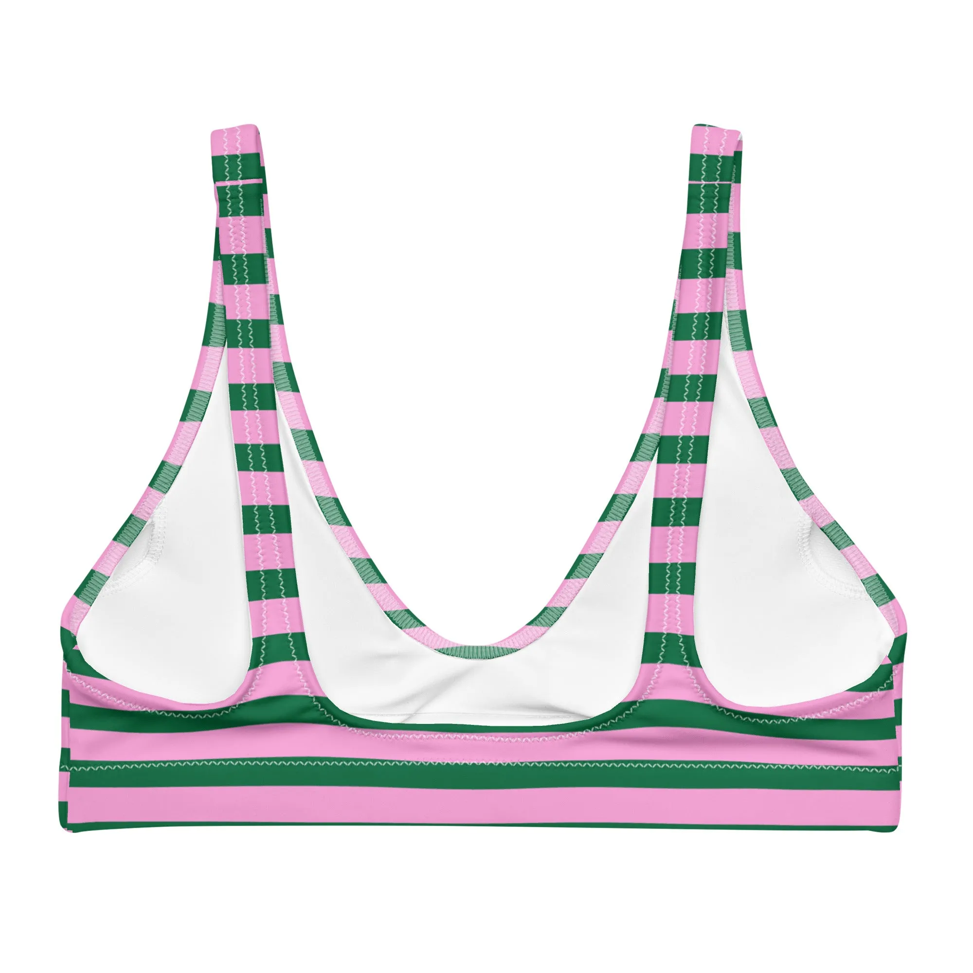 Pink and Green Beach Stripes Halter Bikini Top