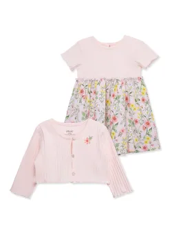 Pink Floral Knit Dress Set (2T-4T)